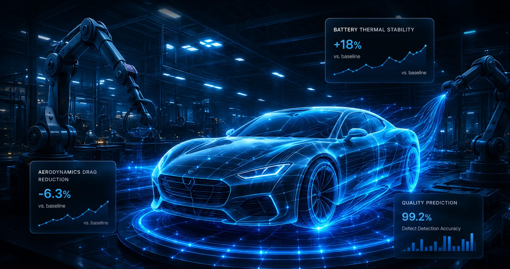 Neodustria automotive AI — holographic vehicle design and simulation environment