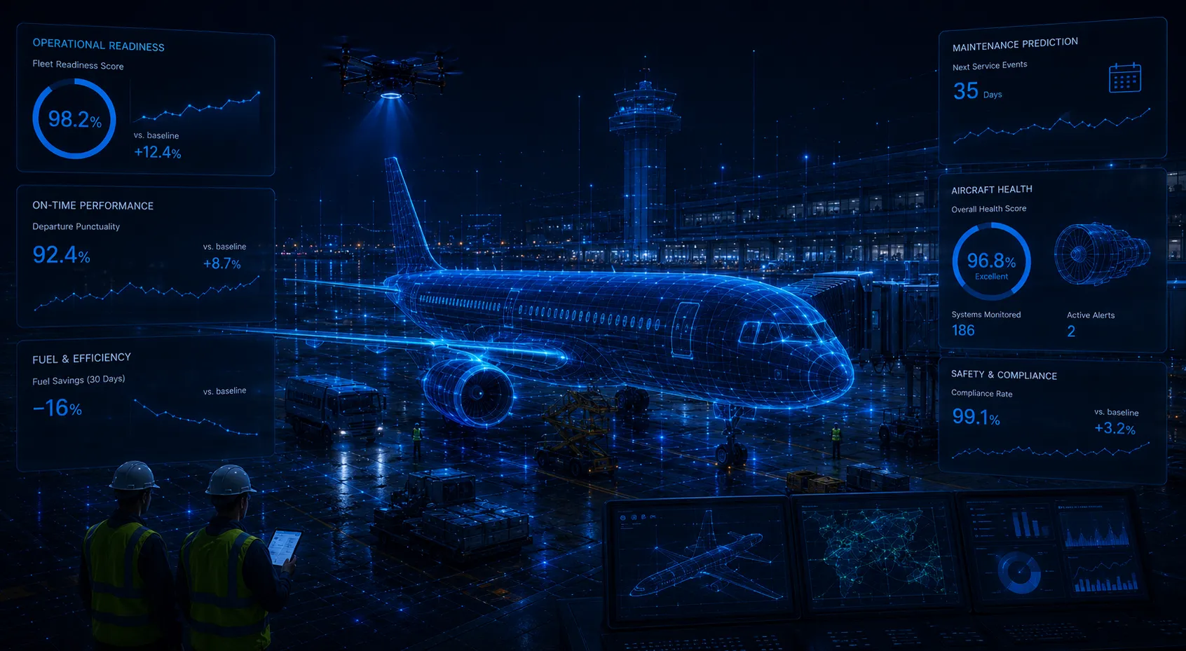Neodustria aviation intelligence platform — digital twin and predictive maintenance AI