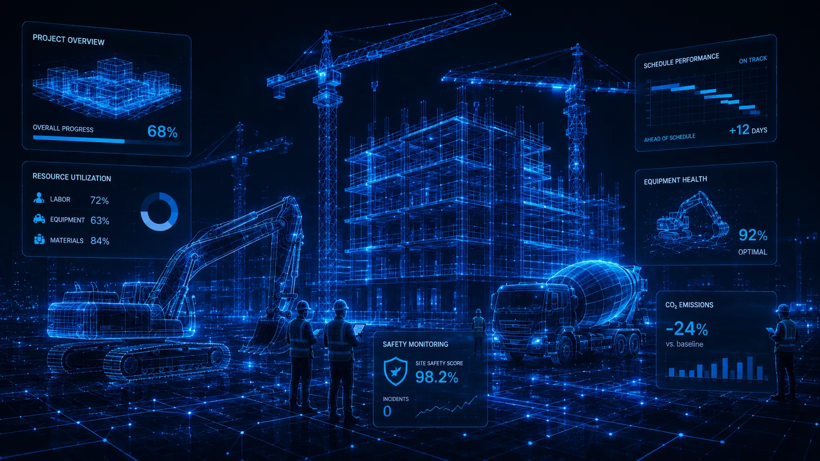 Neodustria construction AI — digital twin site planning and structural intelligence environment
