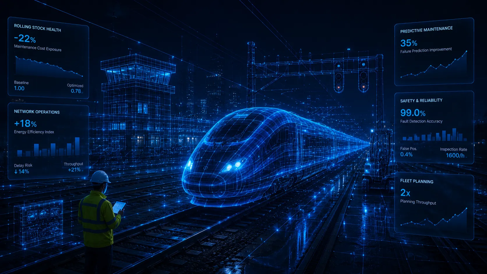Neodustria railway AI — digital twin rolling stock and rail network intelligence environment
